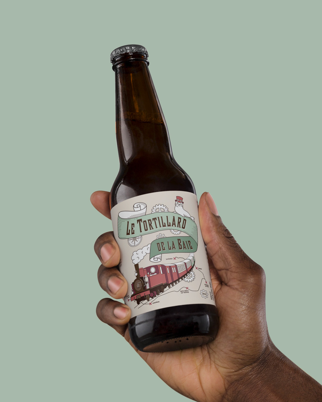 Étiquette de bière-Le tortillard de la baie mascotte-bière